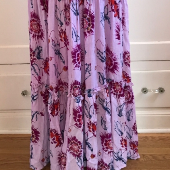 Free People Garden Party Dress Boho Lilac Floral Tiered Maxi - Picture 7 of 12